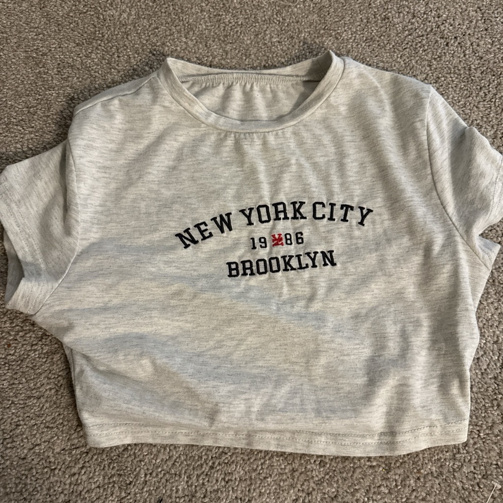Gray New York City Brooklyn Crop Top